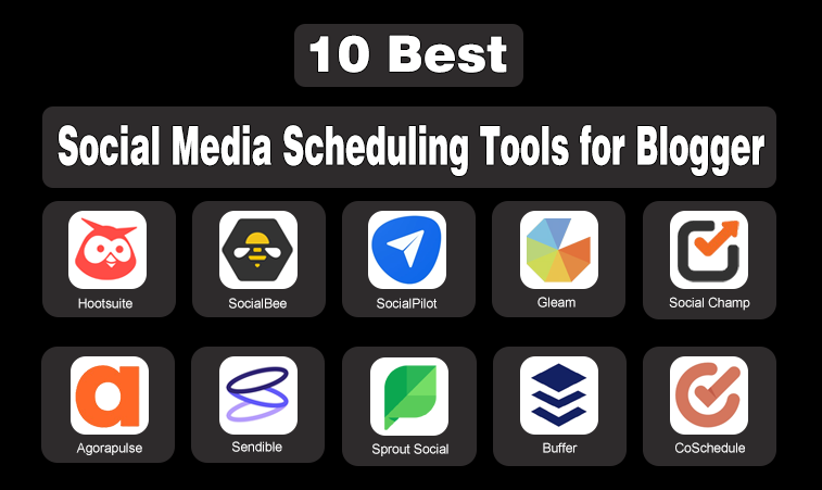 Visual is showing Logos of Social Media Scheduling Tools for Bloggers
