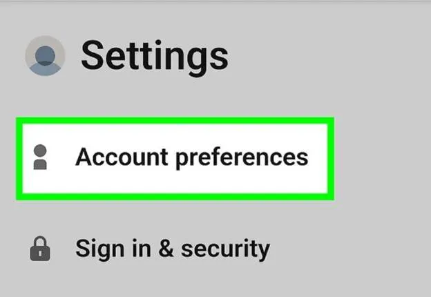 find the “Account Preferences” option and click on it