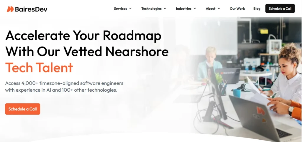 Homepage screenshot of BairesDev website