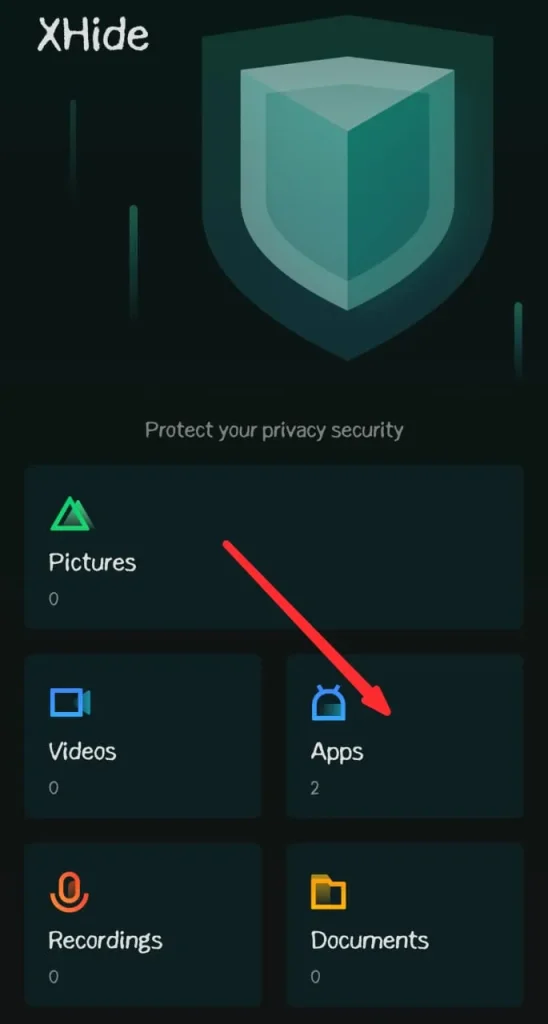Click the Apps section in Hidden