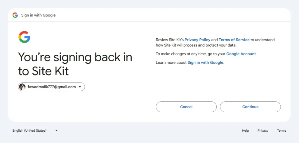 Click Continue to confirm