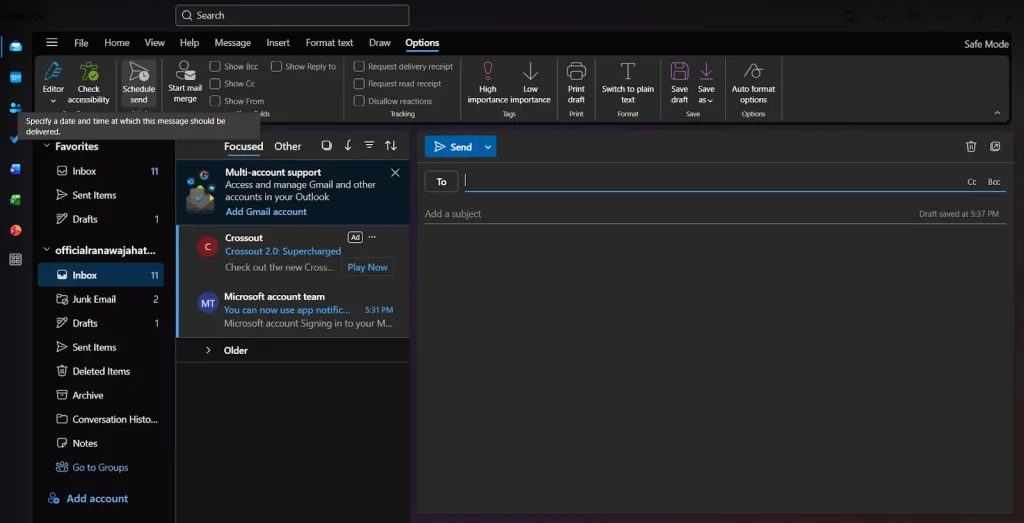 Click on the Schedule Send option