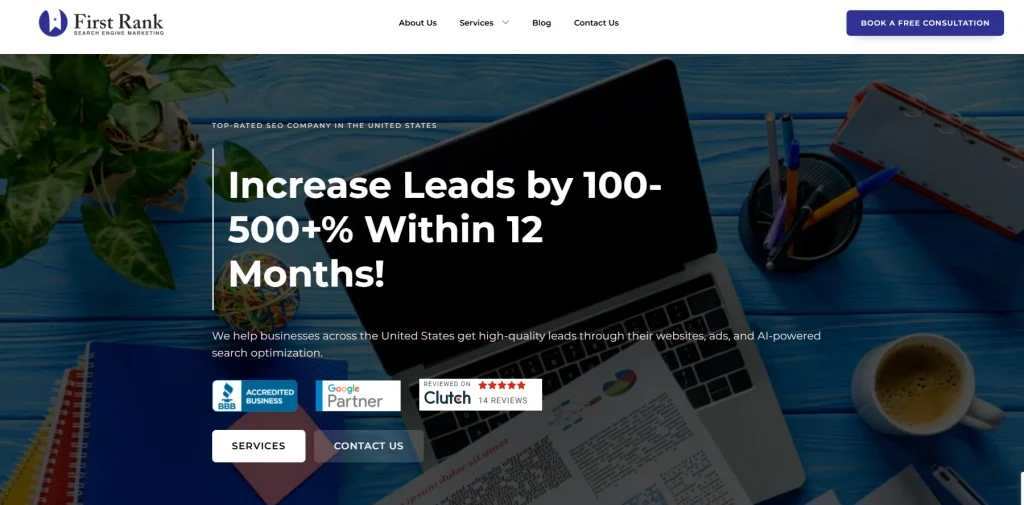 Homepage of First Rank website