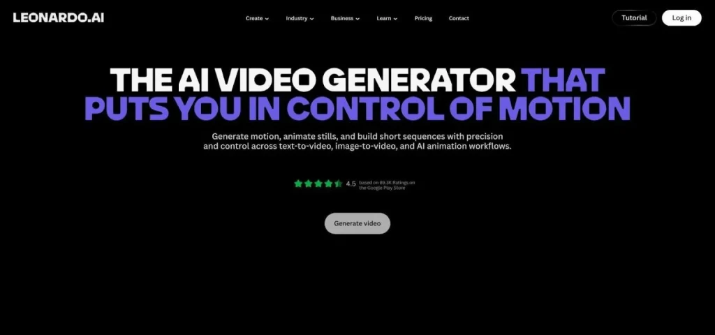 Leonardo AI Motion and Video Generator Interface Screenshot