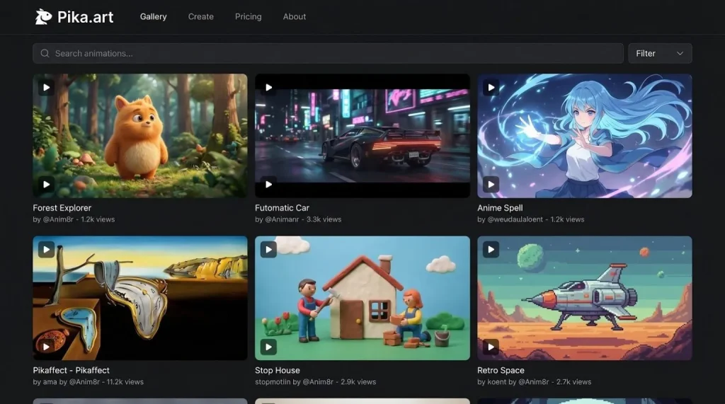 Pika Labs Social-First AI Video Generator Homepage Screenshot