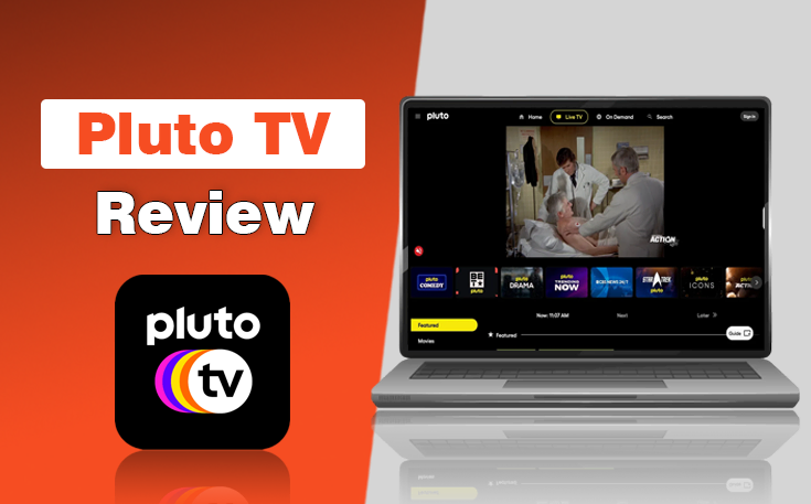 Pluto TV Review feature banner for WebTechSolution.