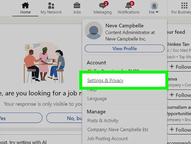 Click on “Privacy & Settings”