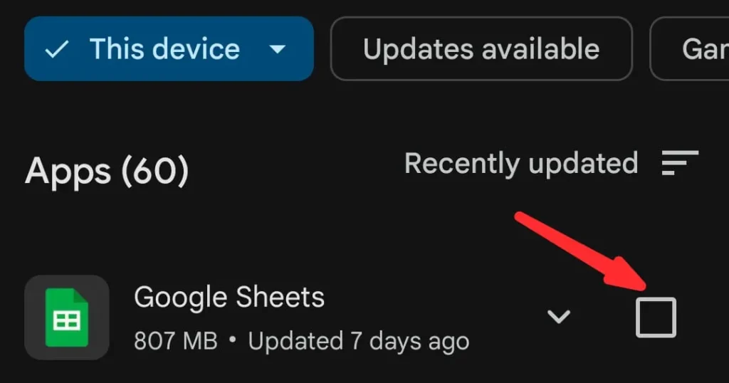 Select the app you want to delete