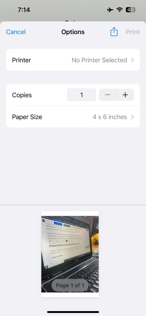 Share icon again from this screen
