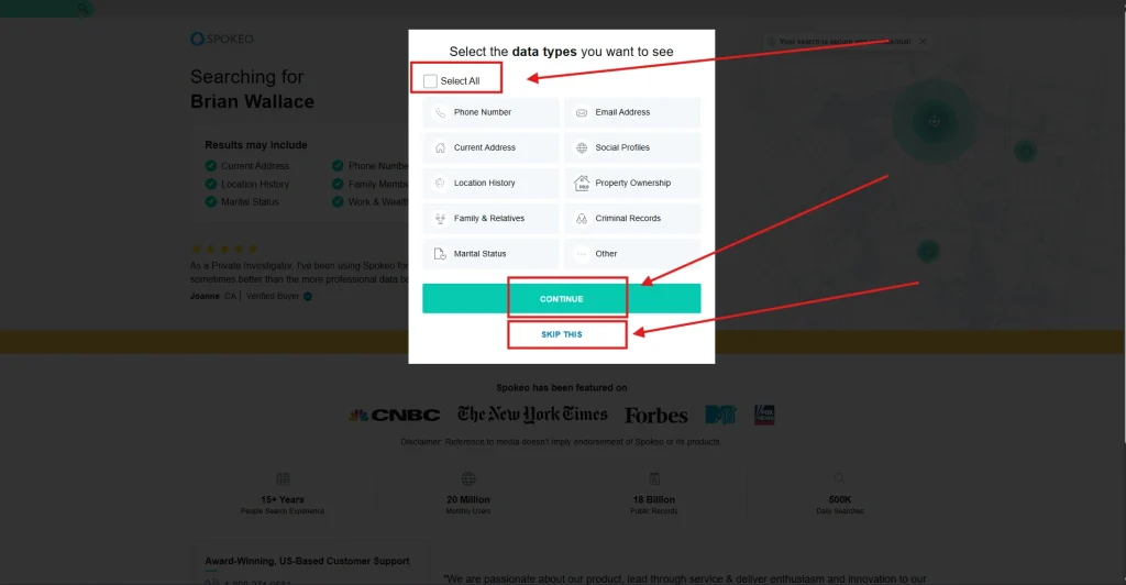 Step 4 showcasing how to use spokeo (Step by Step)