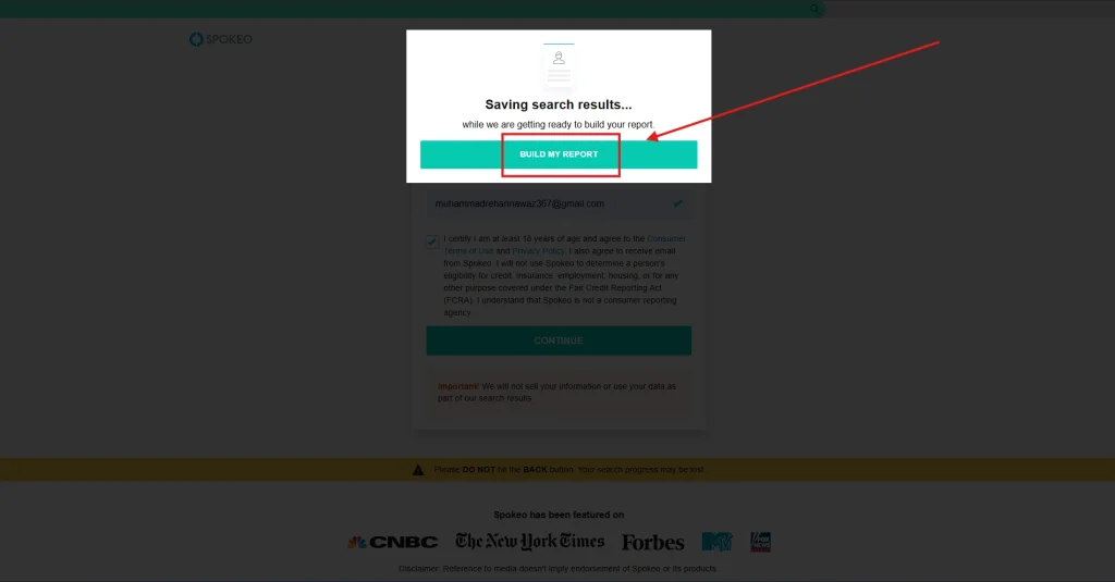 Step 9 showcasing how to use spokeo (Step by Step)