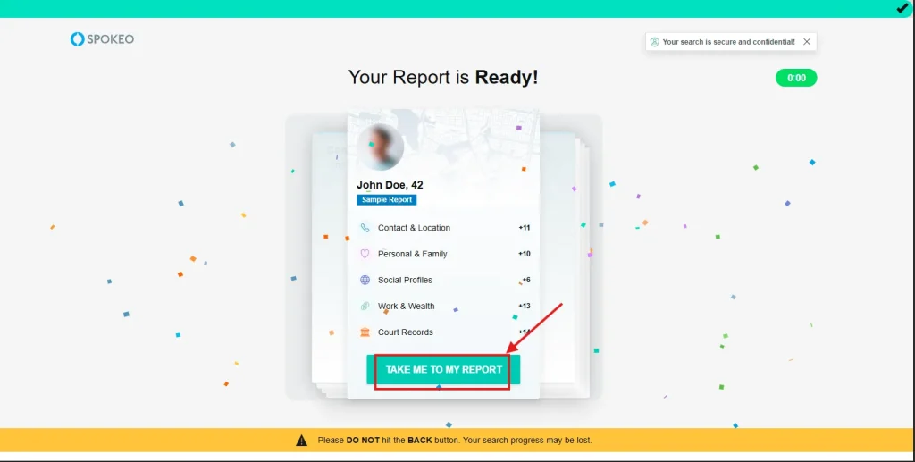 Click on Take me to my Report