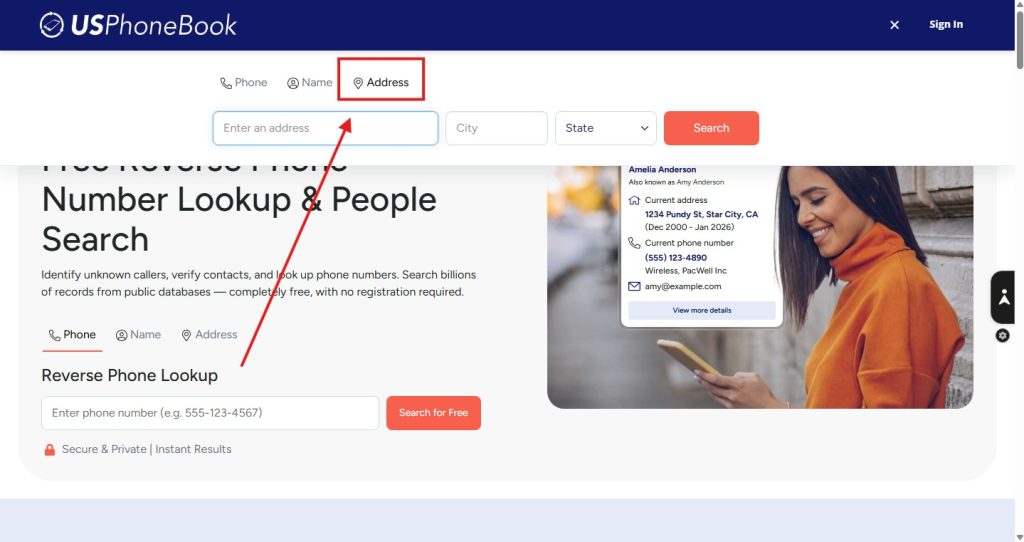 USPhoneBook Reverse Address Lookup