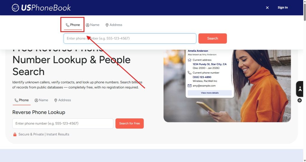 USPhoneBook Reverse Phone Lookup