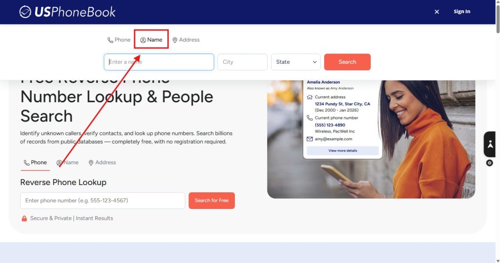 USPhoneLookup Reverse Name Lookup
