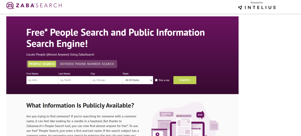 Visit the ZabaSearch website.