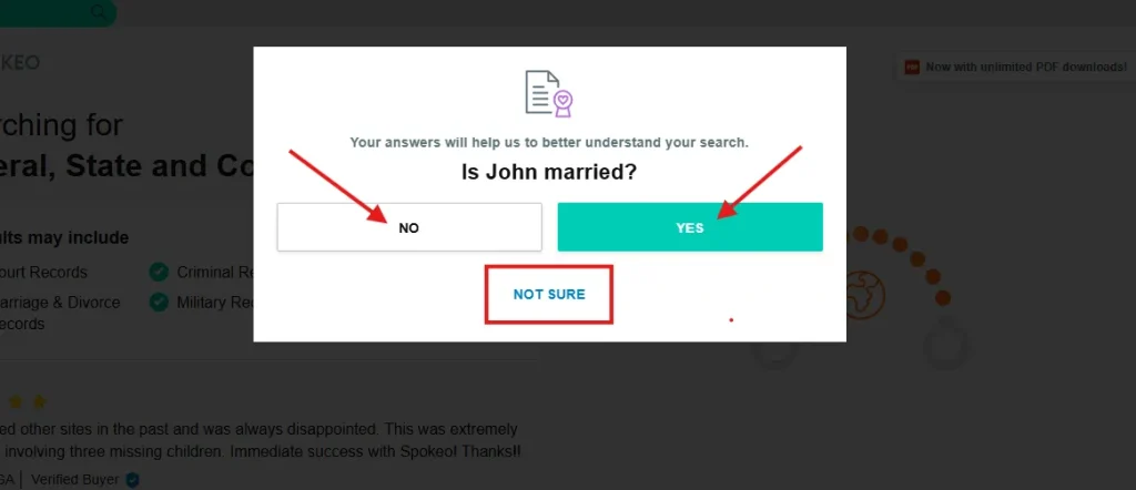 Spokeo ask some questions about person