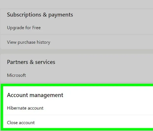 Click on “Close Account”