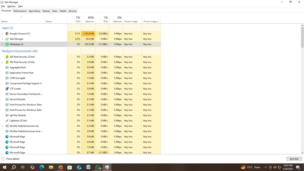 Find the running apps through task manager on your PC