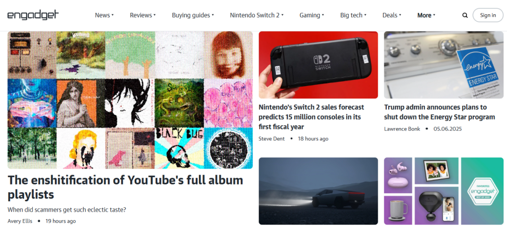Engadget - Blog Examples for Beginners 