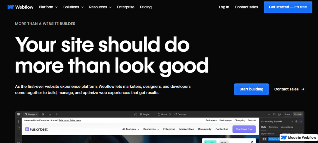 Webflow – Best for Advanced Design Control