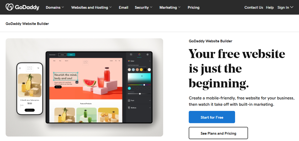 GoDaddy Website Builder – Best for Quick Setup