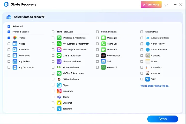 Gbyte Data Recovery Options