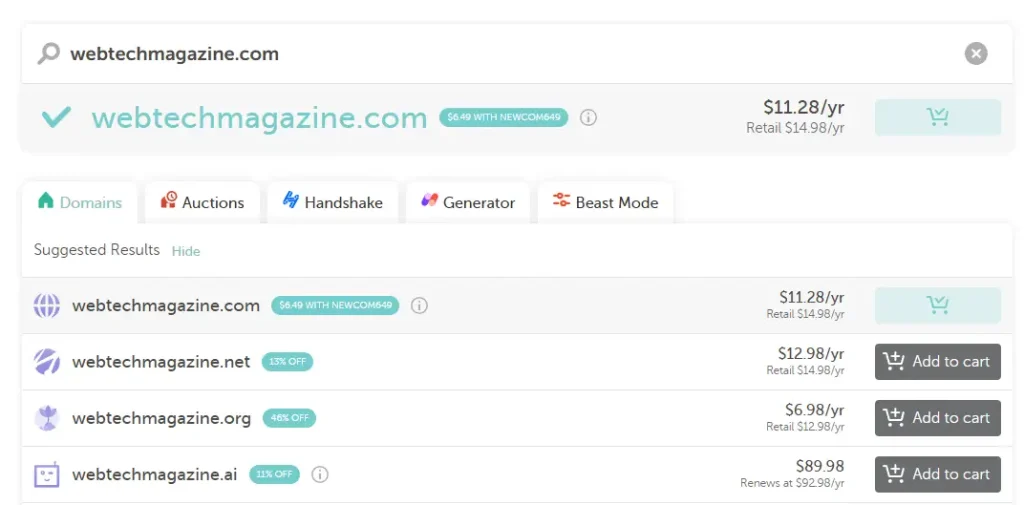 pick the extension from the available results