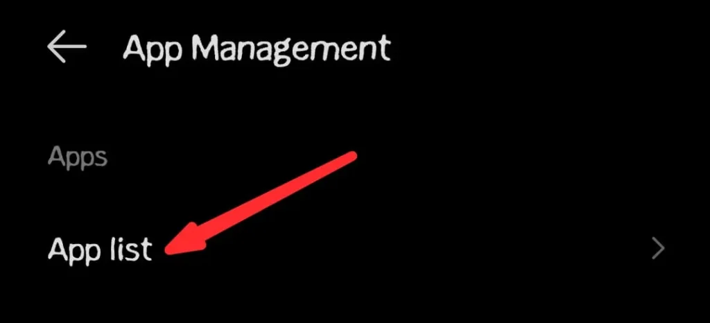 select the App list