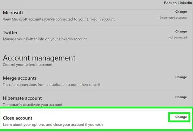 select the “Close Account” option