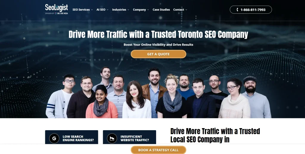 Homepage of SEOlogist website