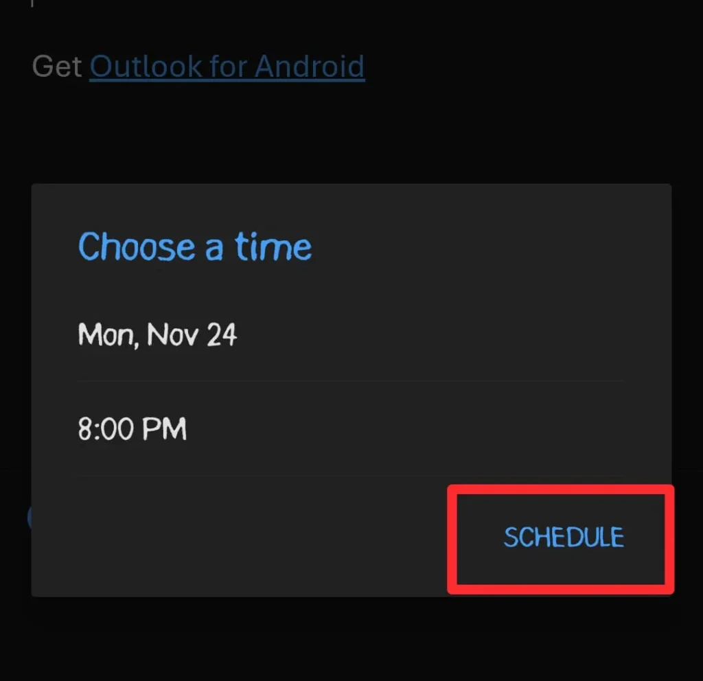 tap on the Schedule button
