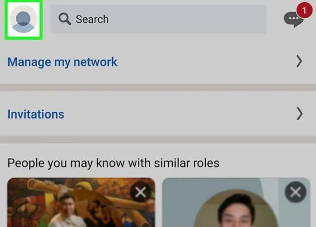 tap on your profile photo on LinkedIn